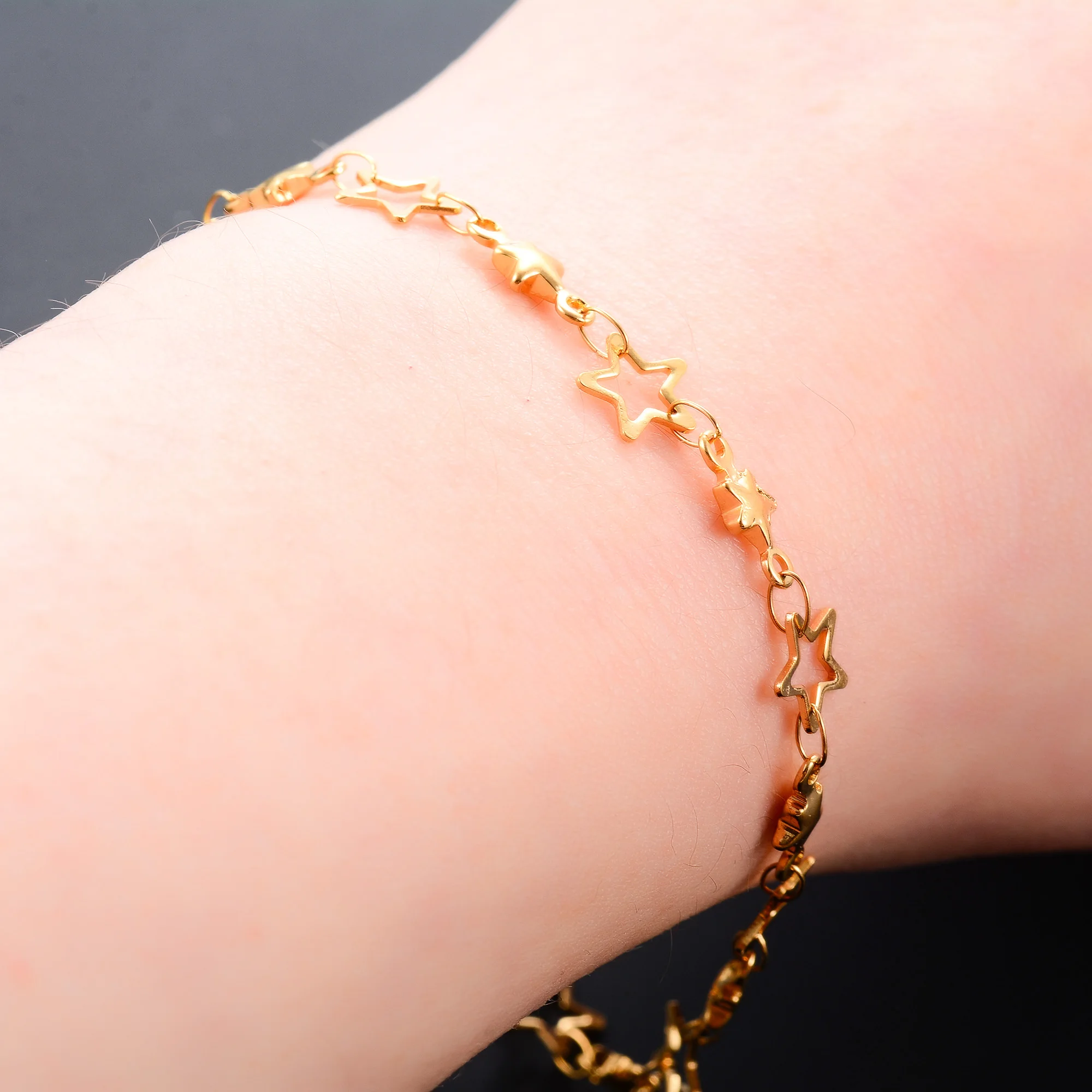 لطيف الفولاذ المقاوم للصدأ سوار ربط سلسلة نجمة للنساء اليد سلسلة معصمه الفضة والذهب اللون خلخال مجوهرات معدنية هدية