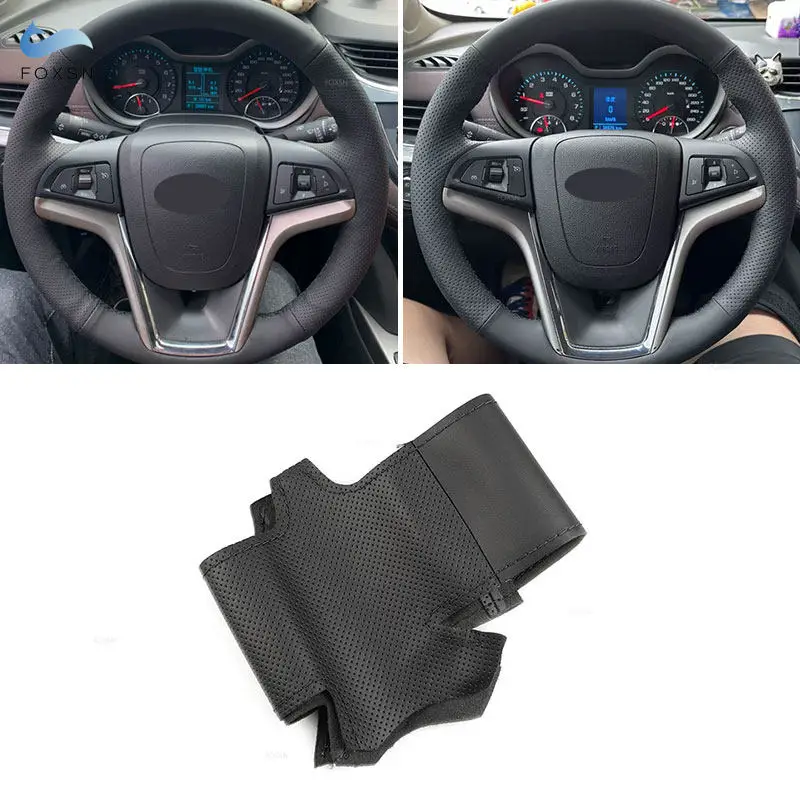 عجلة القيادة الداخلية للسيارة غطاء جلد أسود مثقوب لسيارة شيفروليه ماليبو فولت كامارو 2011-2015 أفيو 2016 2017 2018
