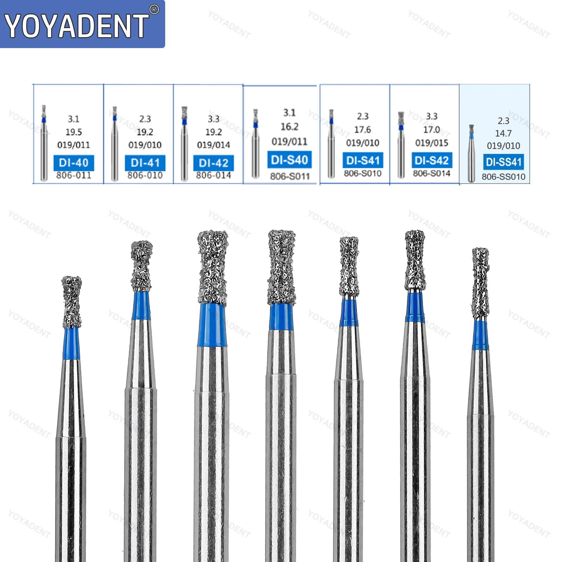 DI Type Dental Diamond Burs Burs Double Inverted Cone Polishing For High Speed Handpiece Dia.1.6mm 10pcs Dental Laboratory