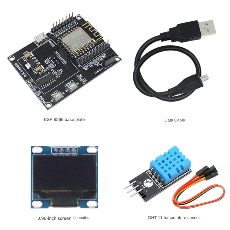 Development Board +0.96 Inch Screen+DHT11 Sensor+USB Cable SDK WIFI Network Serial Port Module