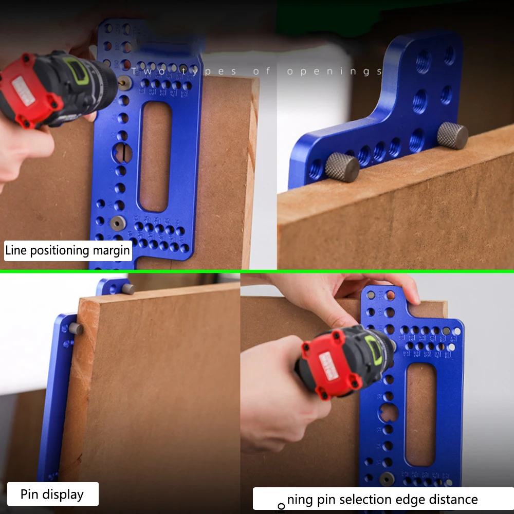 Imagem -03 - Carpintaria Madeira Porta Identificador Localizador Perfurador para Armário Armário Posicionador Broca Guia Manga Alumínio Liga Bolso Jig