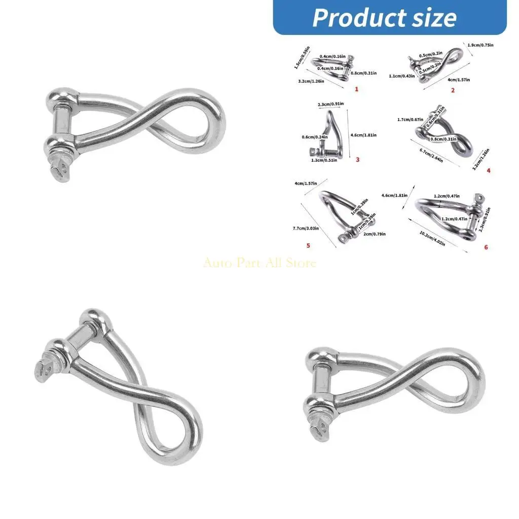 

J0MA 4/5/6/8/10/12mm Screw Pin Shackle for Sailing 316 Stainless Steel Twist Shackle