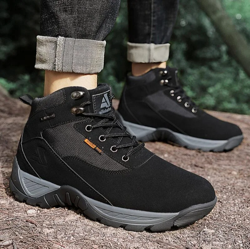 

2025 Men Tactical Boots Hiking Shoes Plus Size Boot Motorcycle Climbing Shoes Training Waterproof Outdoor Brand Ankle Casual