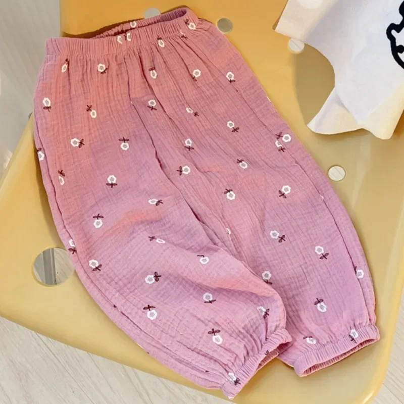 Summer Cute Print Soft Muslin Clothes Pants Organic Cotton Baby Pants Newborn Toddlers Spring  Pantalons Capris