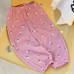 Summer Cute Print Soft Muslin Clothes Pants Organic Cotton Baby Pants Newborn Toddlers Spring  Pantalons Capris