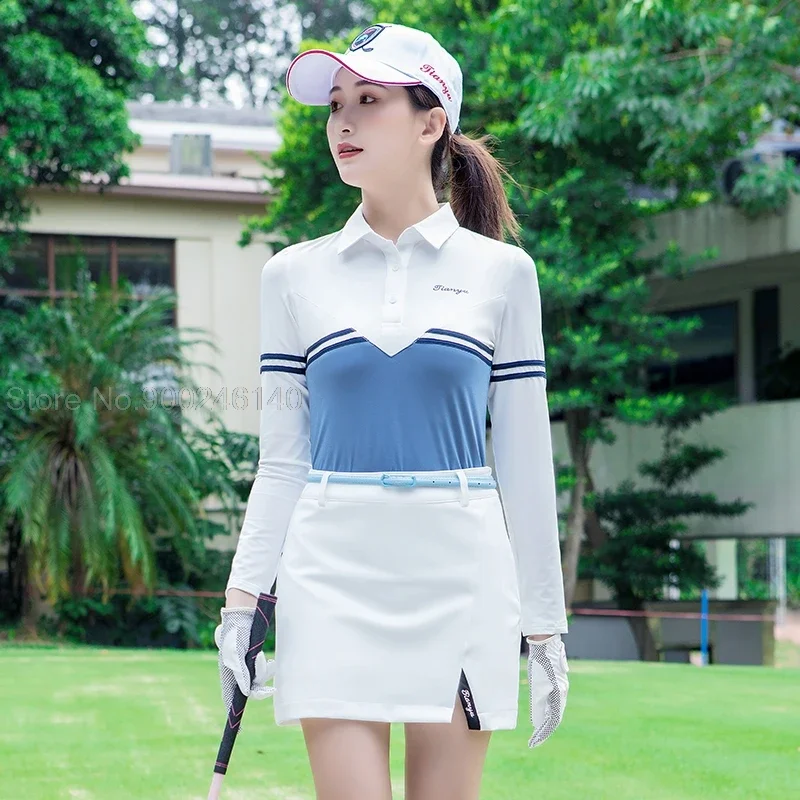 Pgm Women Golf Clothing Set Slim Fit Golf Skirt Long-Sleeved T-Shirt Pencil Pantskirt Ladies Baseball Tennis Suit New Arrival