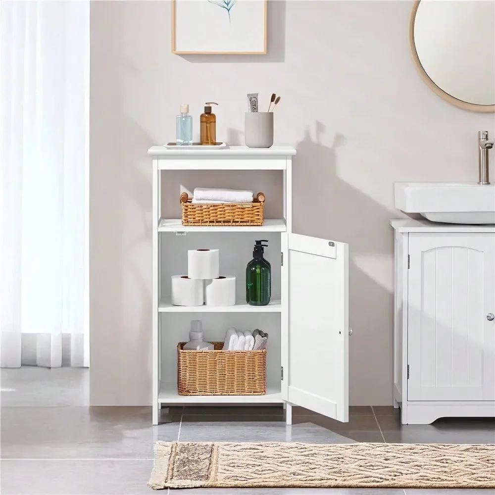 

1PC Wooden Bathroom Storage Shelf Cabinet Freestanding Single Door Organizer With Adjustable Shelf, MultiPurpose Storage For Ba