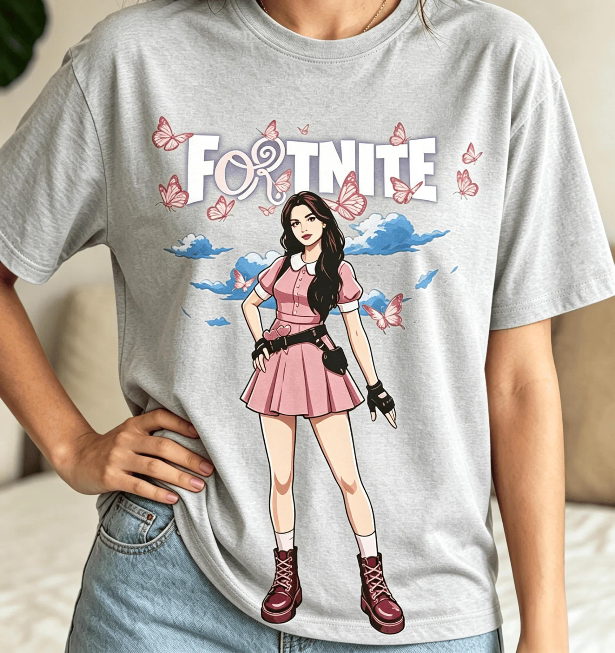 2026 Olivia x Fortnite Printed Unisex Tshirt 100%Cotton Men's Women's Y2k T-shirt Oversized Fashion Popular Tour Tee Fan Gifts