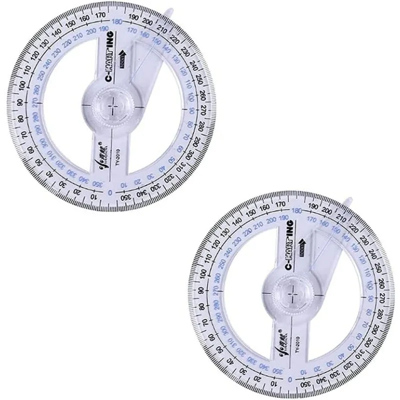 2PCS 360 Degree Angle Measure Circle Protractor 360 Degree Protractor for School Classroom Office Drafting Measuring