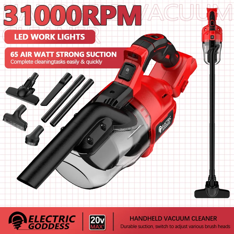 Electric Goddess 16KPA Wireless Vacuum Cleaner Handheld Cordless Industrial Portable Dust Collector For Milwaukee 20V Battery