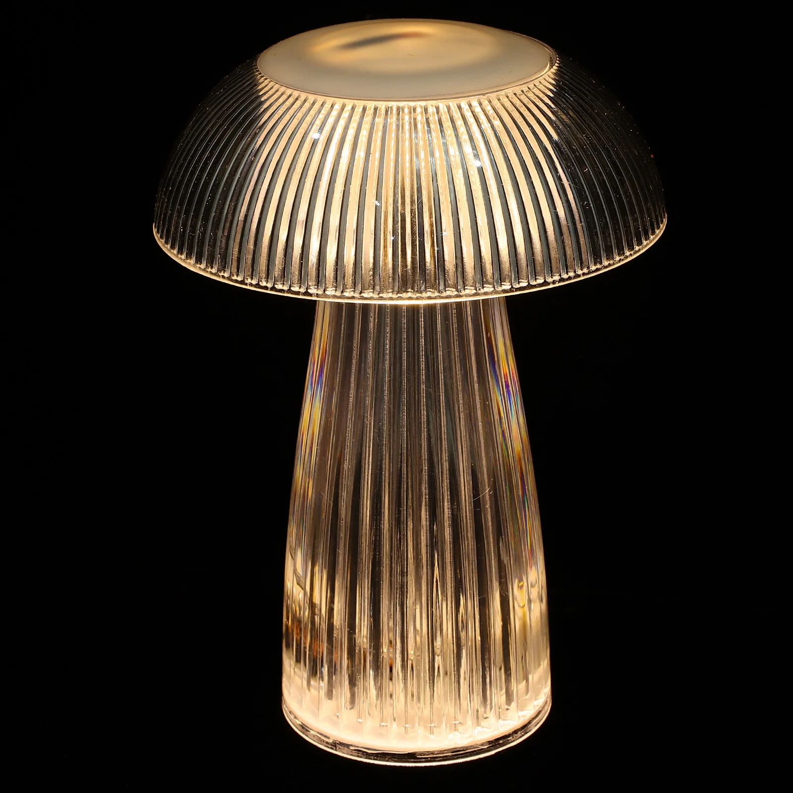 ضوء ليلي صغير لغرفة النوم طاولة زجاجية شفافة لينة Led أباجورة مصباح للزينة الجمالية لغرفة المعيشة