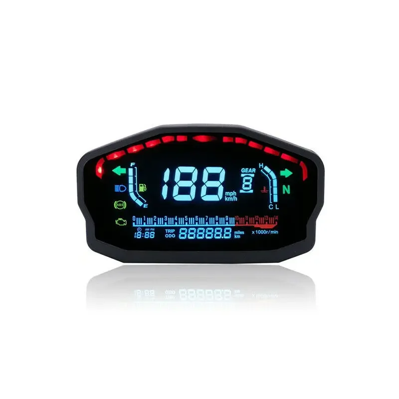 Motorcycle Universal Tachometer 10000RPM Water Temp Speedometer  Fuel Level Gauge Digital Odometer 12 H Clock for 1 2 4 Cylinder