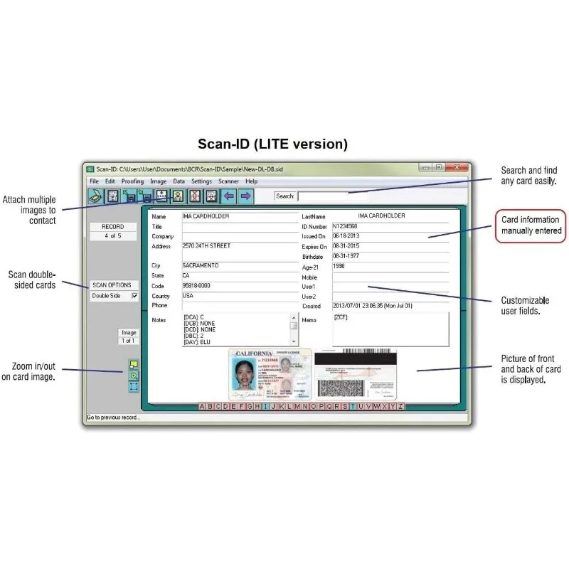 Medical Insurance Card and ID Card Scanner (w/Scan-ID LITE, for Windows)