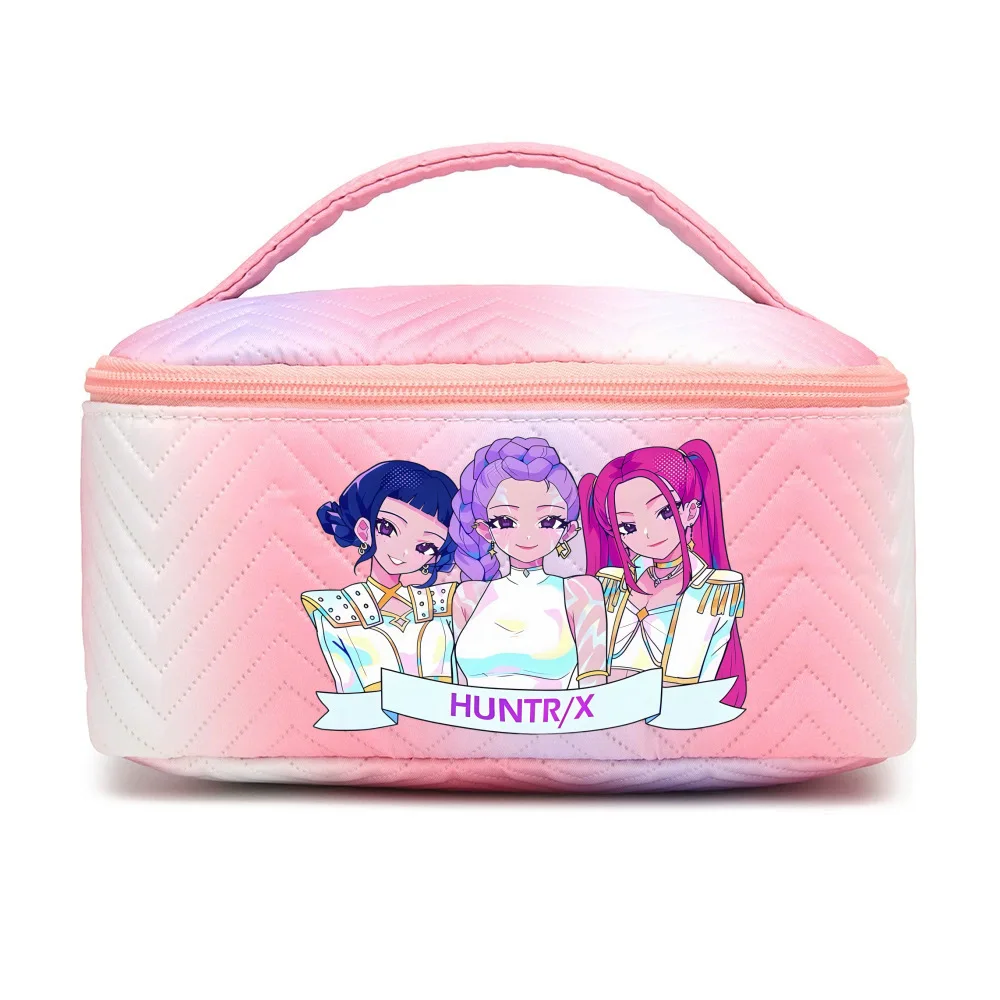 حقيبة مكياج نسائية من KPop Demon Hunters بسعة كبيرة، حقيبة تخزين مستحضرات التجميل المطبوعة ذات طابع كرتوني، حقيبة غسيل محمولة