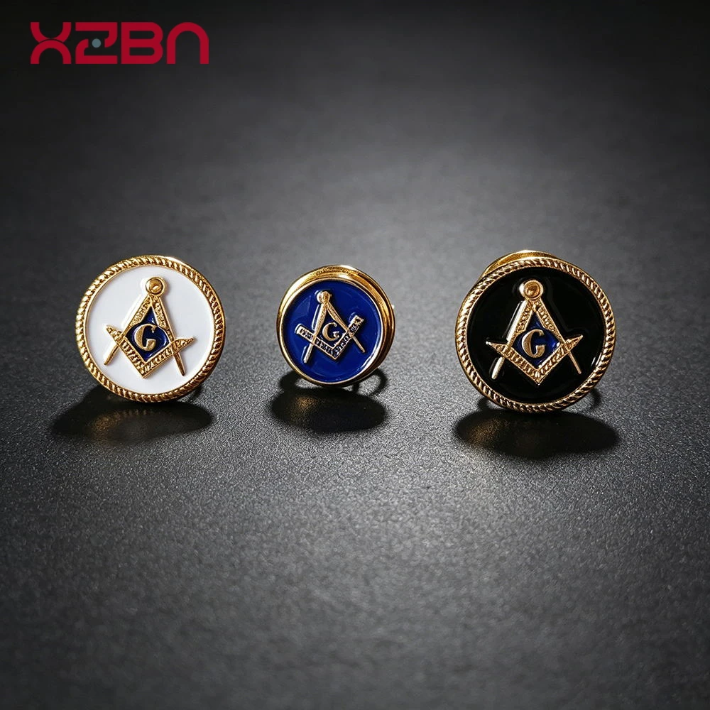 Masonic Lapel Pins Badge Mason Freemason 3D Copper Black and White Color Round Shape Mason Exquisite Brock for Gift Accessory