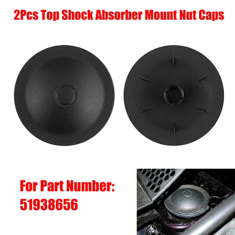 2PCS Front Shock Absorber Top Suspension Strut Mount Nut Cover Caps Plastic Black #51938656 For Ford KA Fiat 500 2008 2009-2016