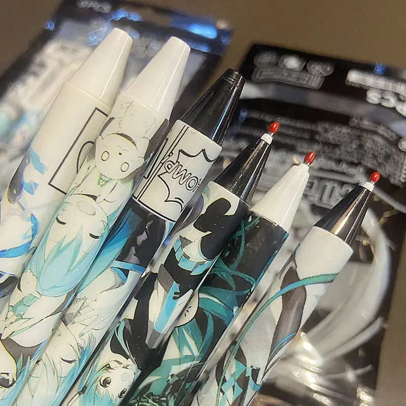 6 pièces Hatsune Miku stylo Gel stylo neutre ST 0.5mm plume encre noire stylo à bille étudiant examen écriture lisse Signature stylos papeterie