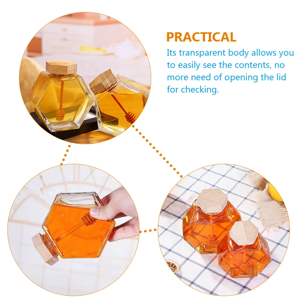 

220ml Clear Glass Honey Dispenser with Lid and Dipper for Clean Convenient Use Honey Pot Jars with Lids Syrup Dispenser