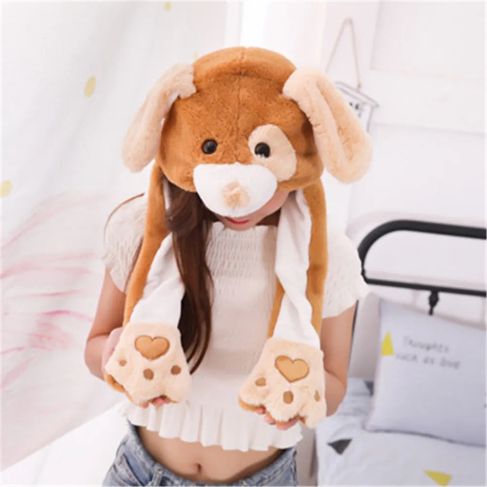 Winter Soft Warm Rabbit Pinch Airbag Animals Ear Hat  Funny Cap