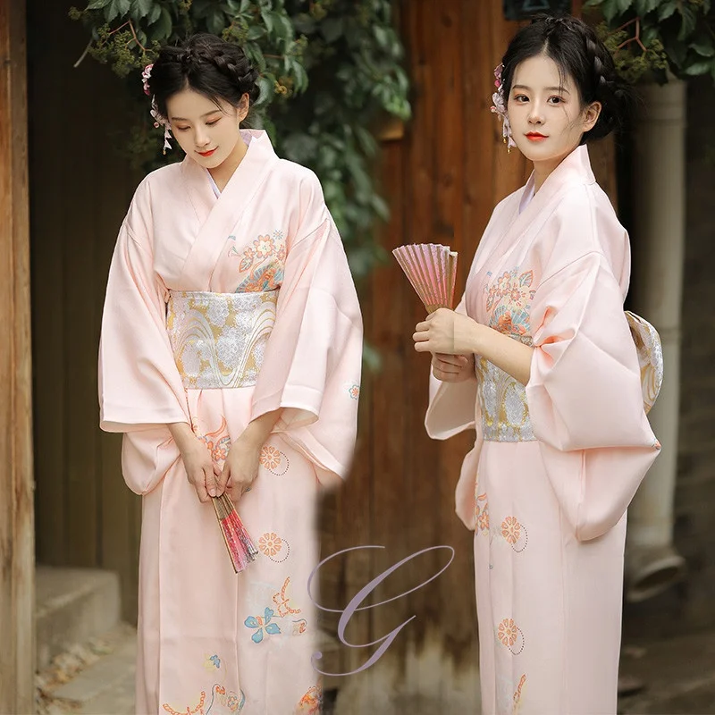 

Ele Pink Kimono Dr Traditional Revamped Sle Artistic Japanese Faion Formal Girls Dr Polyester Material