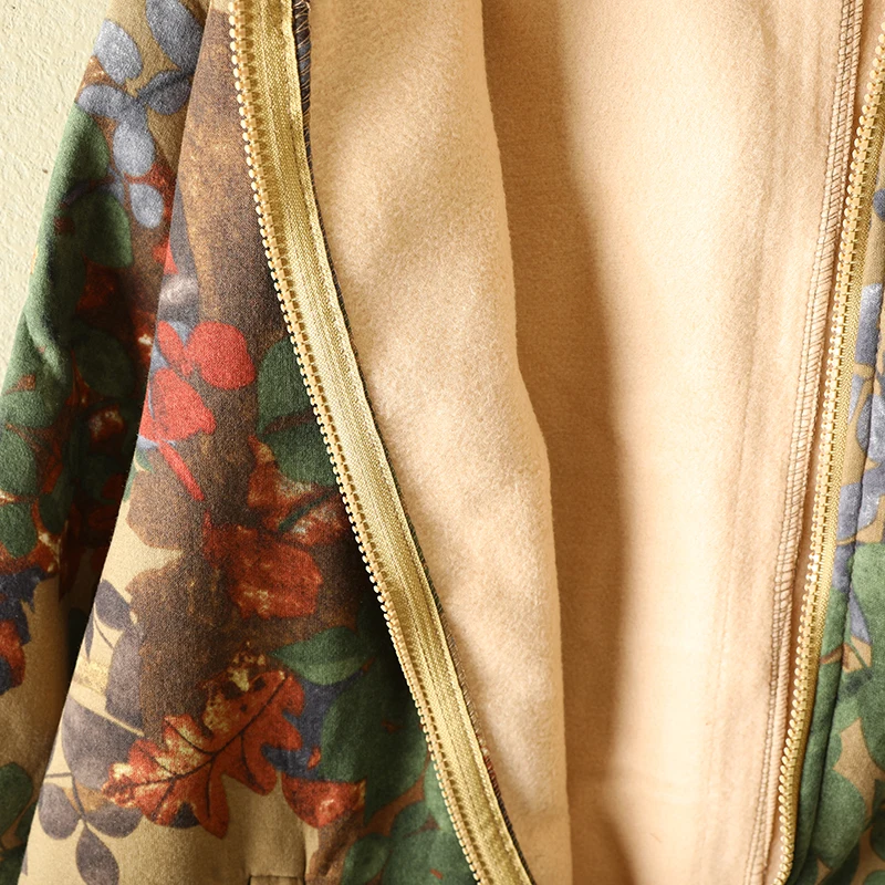 

Теплое пальто средней длины с принтом в стиле ретро на подкладке, фонарь с капюшоном, све, женская верхняя одежда больших размеров, открытый кардиган, топ