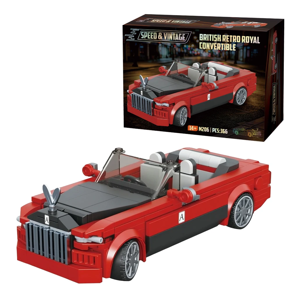 366PCS Luxury Convertible Building Blocks Retro Classic Car Model Bricks Car Fans Collectible Desktop Ornament Assembly Toy Gift view 6