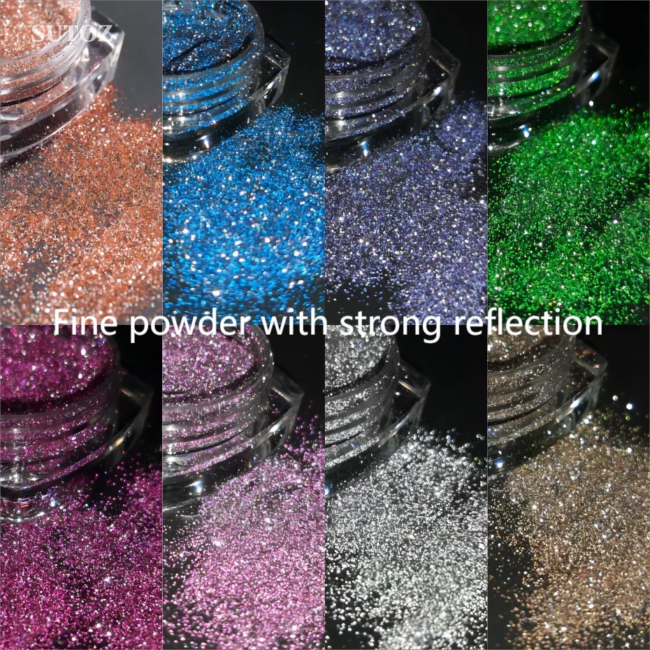 Reflecterende Glitter Poederset 4 Stuks Glitter Gemalen Diamanten Poeders Roze Zilver Holografische Sparkle Pigment Nagel Materiaal Lexsz