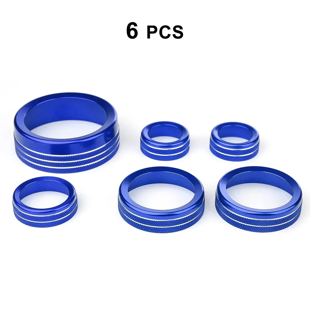 6Pcs Car Engine Start Stop Button Ring Cover Trim Aluminum Alloy Blue For Ford Maverick XL XLT LARIAT 2022 2023 Car Styling Part