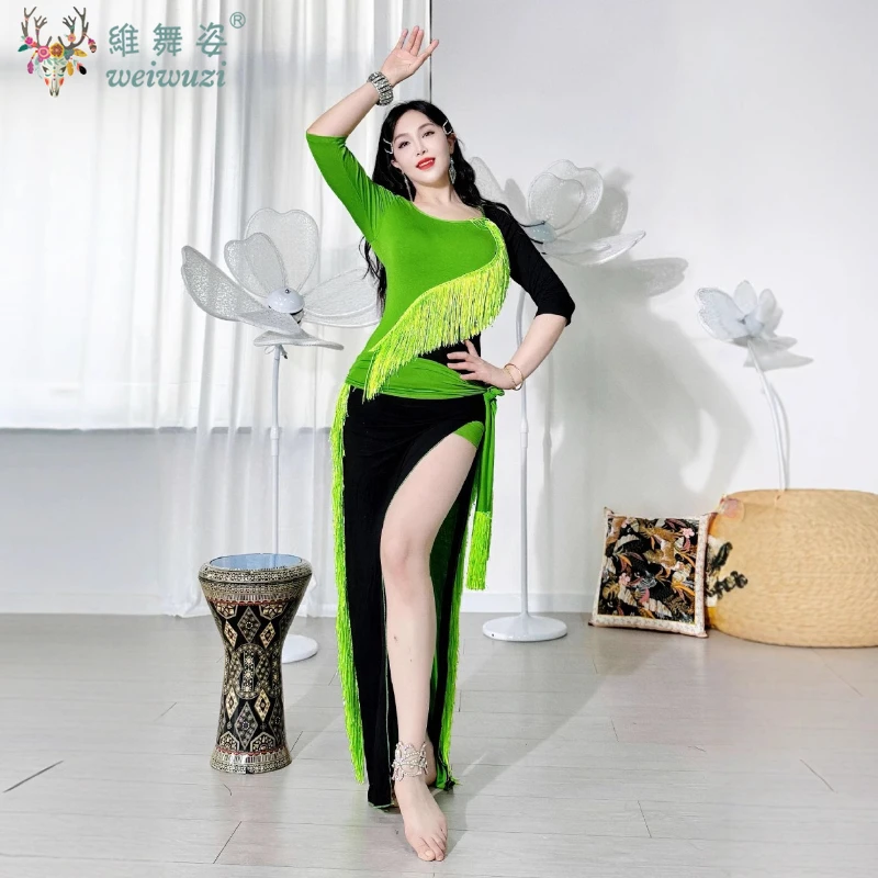 

Arabic Dance Caderines Belly Dance Costume Women Saidi Bellydance Performance Robe Dress With Hair Band Exotic Carnival Clothes