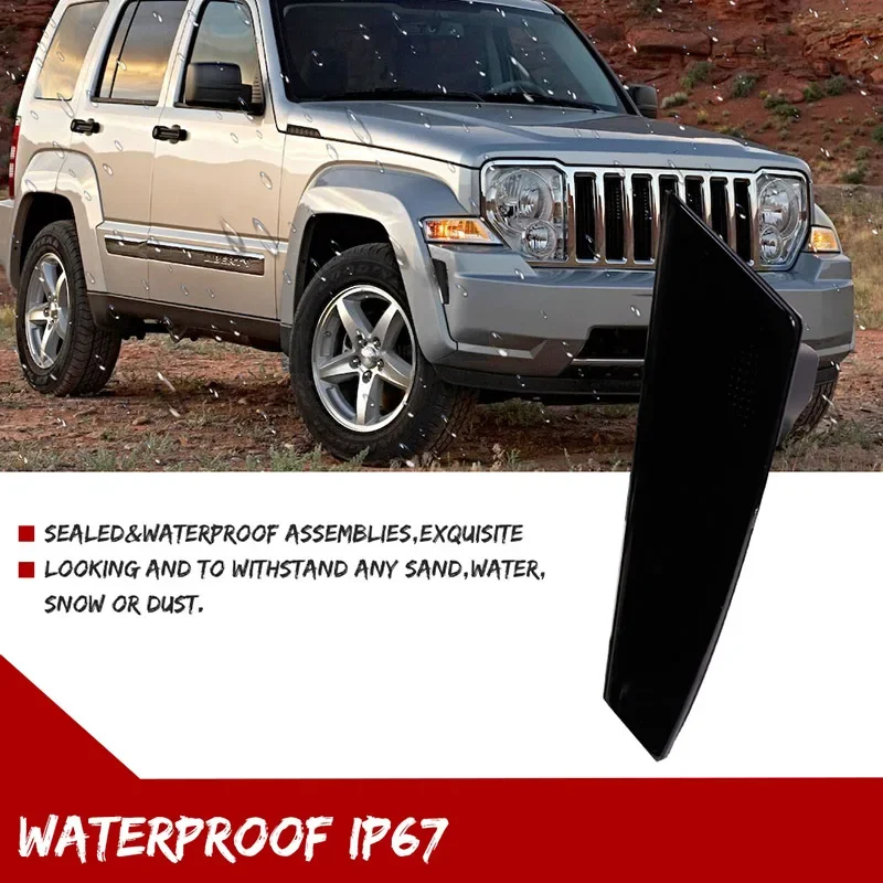 For 2008 2009 2010 2011 2012 Jeep Liberty Smoked Lens Front Fender Side Marker Light Cover Shells No Bulb/Socket Car Accessories