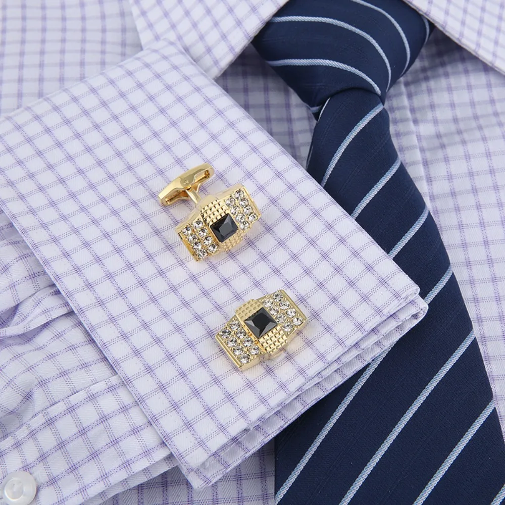 High End Gold Shirt Cufflinks for Men's Suits Sleeve Studs Suitable for Various Occasions Decorative Accessories