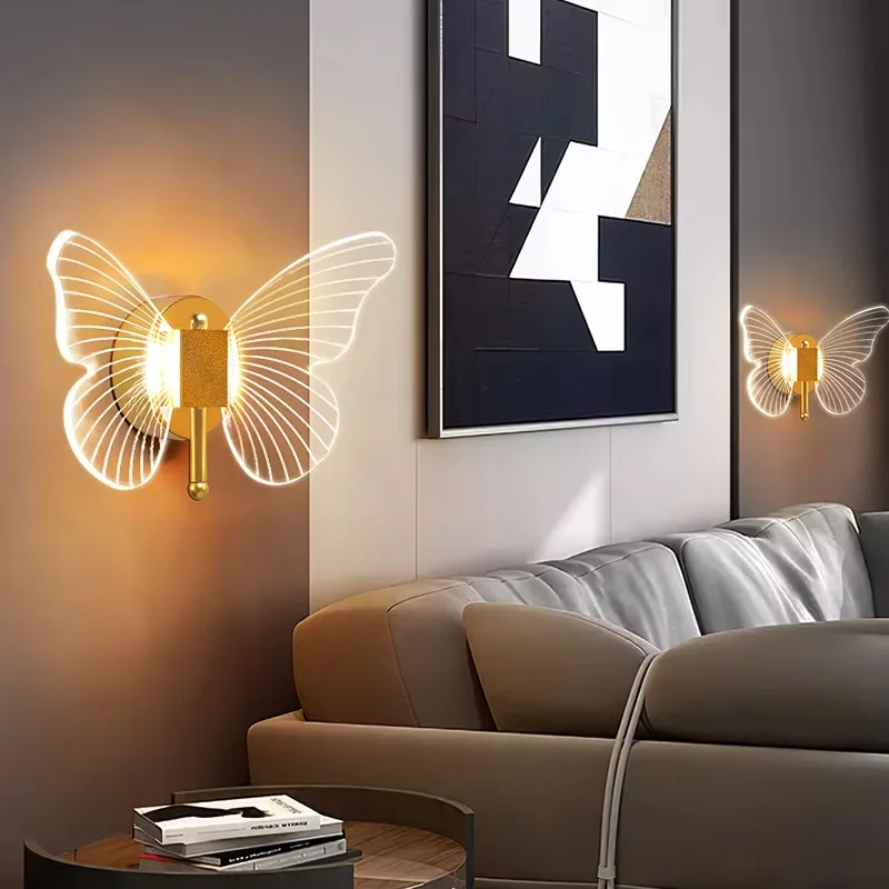 

LED Butterfly Wall Lamp Indoor Lighting Lampras Home Bedroom Bedside Living Room Decoration Staircase Light iluminação interior