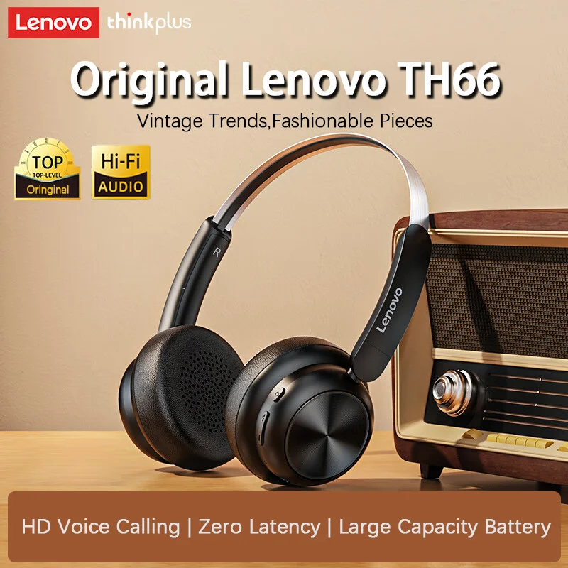 Original Lenovo TH66 écouteurs sans fil Bluetooth 5.4 HiFi son casque réduction du bruit écouteurs de jeu casques de basse profonde
