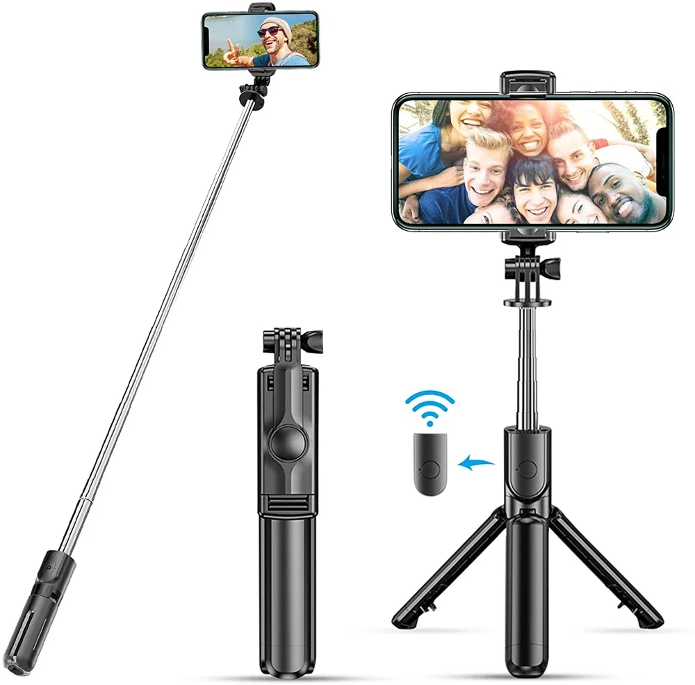 3 in 1 Selfie Stick Tripod Extendable Wireless Bluetooth Remote Portable Smartphone Tripod Stand Mount for IOS Android iPhone 15