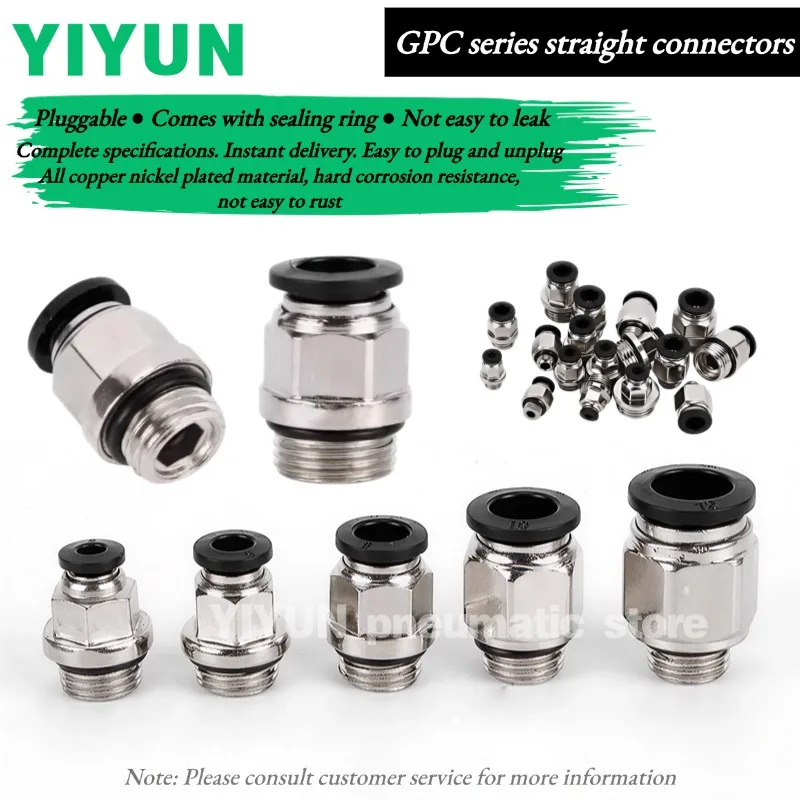 

100PCS Sealed Ring Quick Connector GPC4-01 4-02 6-01 6-02 6-03 6-04 8-01 8-02 03 04 10-01 02 03 04 12-02 03 04 GPC Series YIYUN