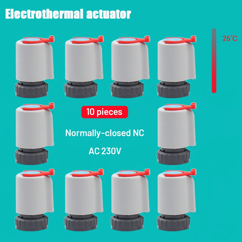 10pieces 230V Normally Closed NC M30*1.5mm Electric Thermal Actuator for Underfloor Heating TRV Thermostatic Radiator Valve