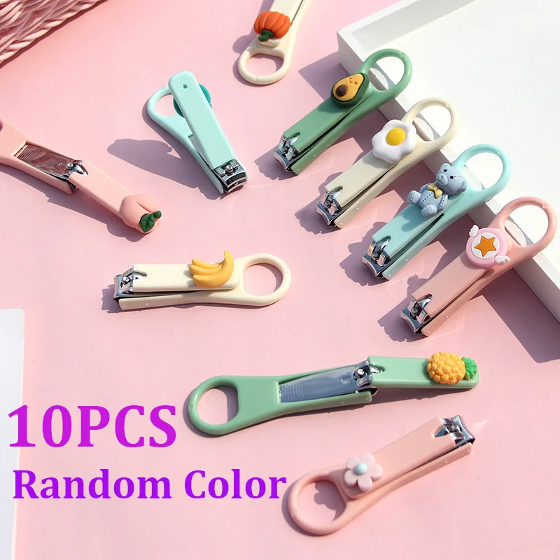 10pcs Creative cartoon nail clipper adult Anti-splash Nail clipper set Nail clipper Student portable Nail knife