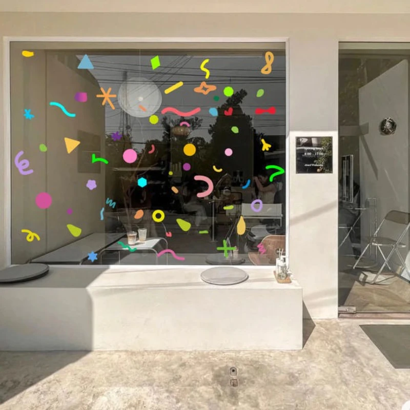 Korean Style Line Stickers Decorating Clothes Stores Milk Tea Restaurants Glass Shop Windows Display Glass Doors Static Stickers