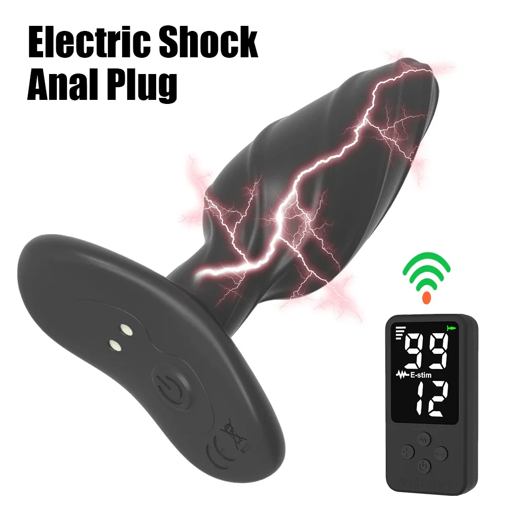 Electric Shock Anal Plug Sex Toys for Men Women G-Spot Vaginal Massager Wireless Remote Control 12 Modes Masturbator Erotic Toy