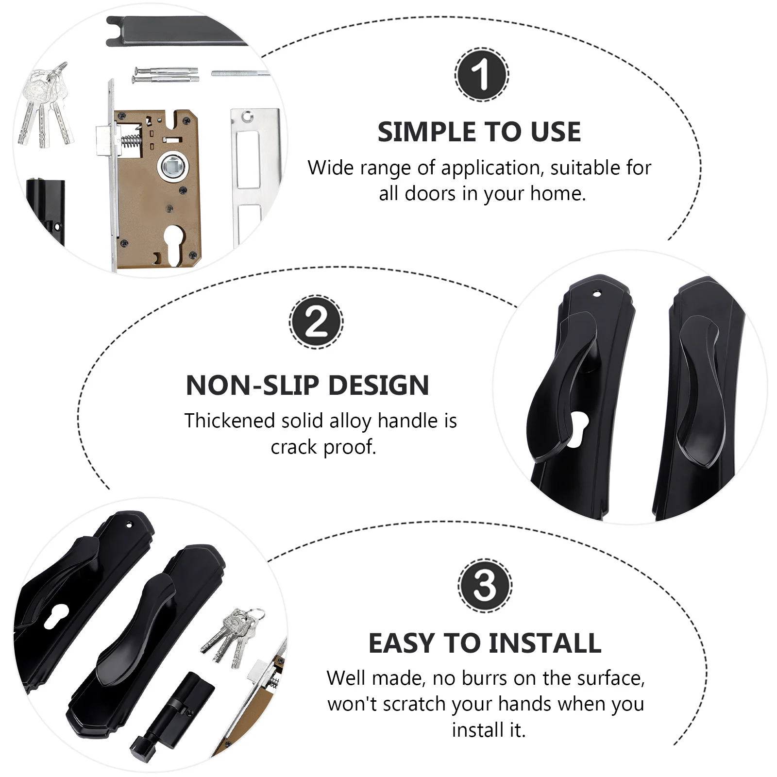 

One Piece Lock Aluminum Alloy Single Sided Deadbolt Latch Bedroom Mortice Smooth Surface Wide Application Hardware