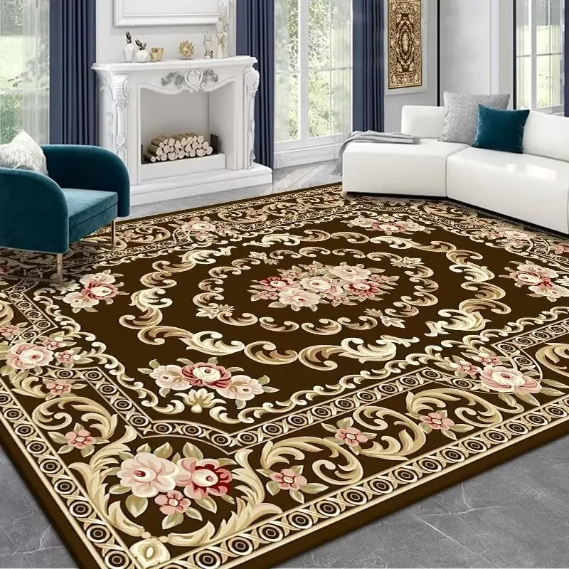 Retro Luxury Living Room Decoration Carpet European Style Home Washable Soft Floor Mat Non-slip Bedroom Large Sofa Table Rug