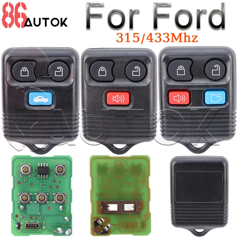 Car Key Shell 315/433MHZ for Ford Explorer Escape 2002 Keyless Entry Remote Control Clicker Transmitter CWTWB1U331 3/4 Buttons