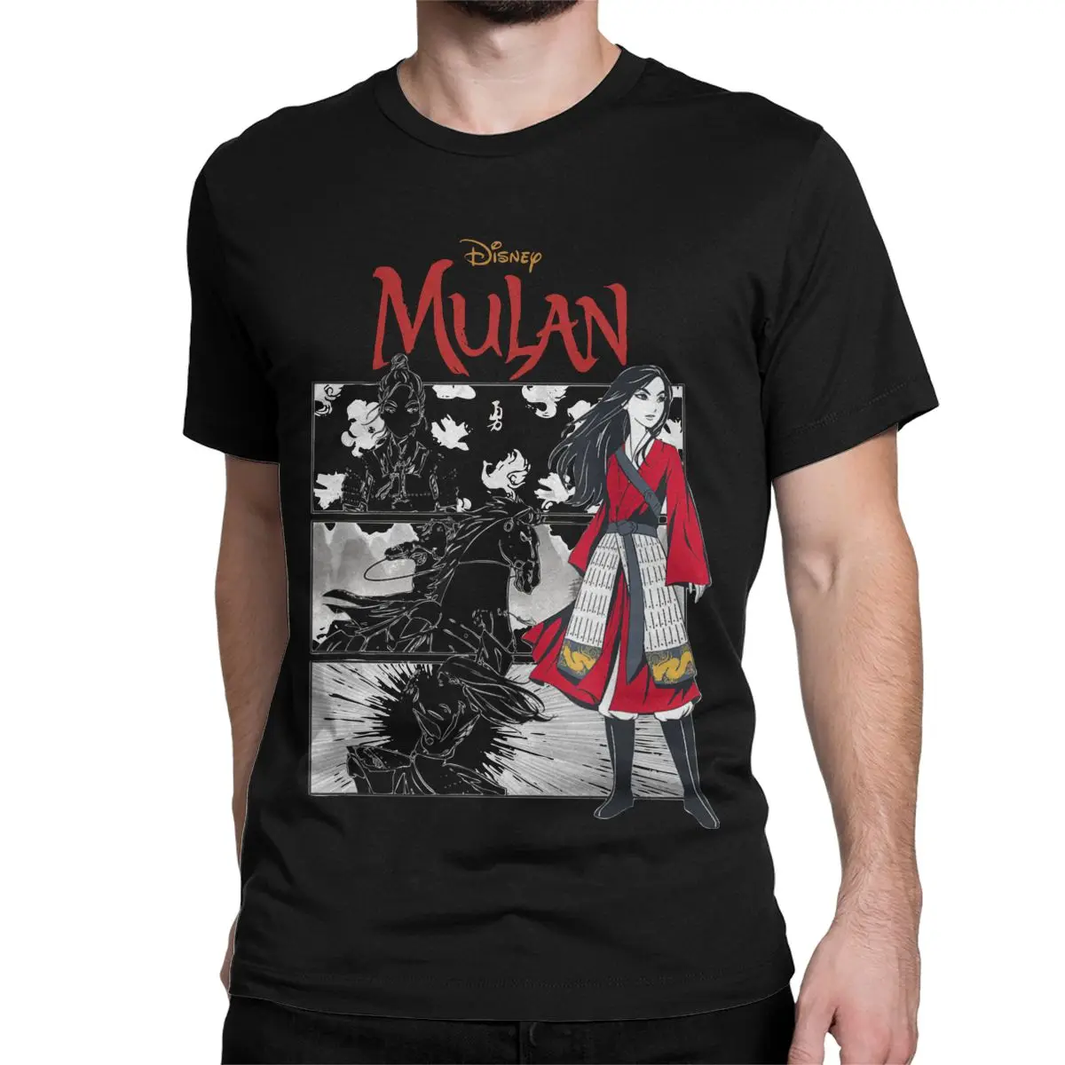 Retro Mulan Anime T Shirts for Men Women 100% Cotton Funny T-Shirts Round Collar Tee Shirt Short Sleeve Clothing Plus Size