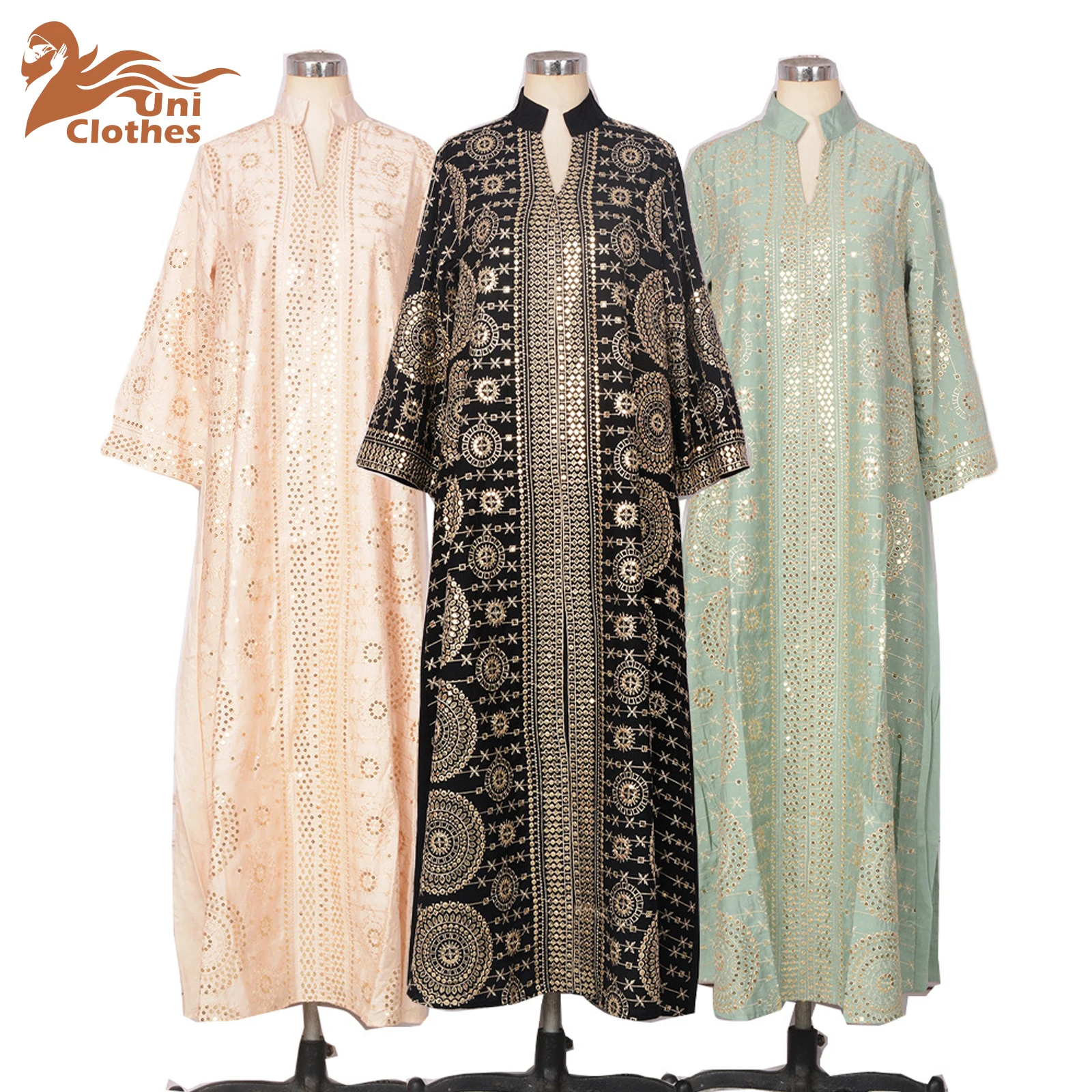 UNI Ramadan Kimono Abaya Dubai Luxury Abaya Turkish Modesty Robe Arabe Muslim's Dress Long Sleeve Islamic Clothing Kaftan