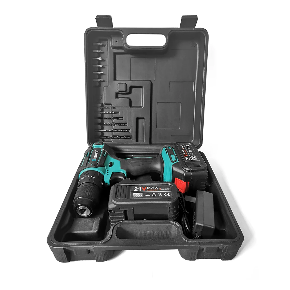 18V-21V Cordless Drill Toolbox Set 13PC Home Electric Screwdriver Plastic Case Kits Other Power Tools Storage Box Combo 28x28CM