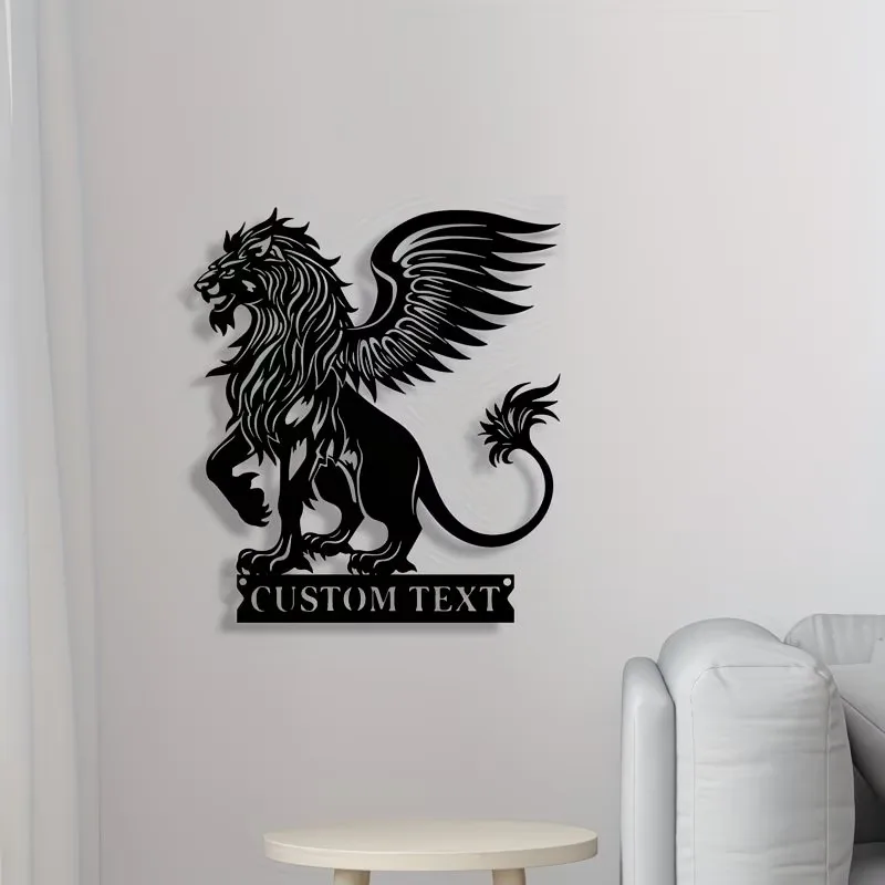 Custom Mythical Griffin Metal Custom Wall Sculpture Art Decor - Featuring Intricate Wing and Fur Textures, Decoration for Home