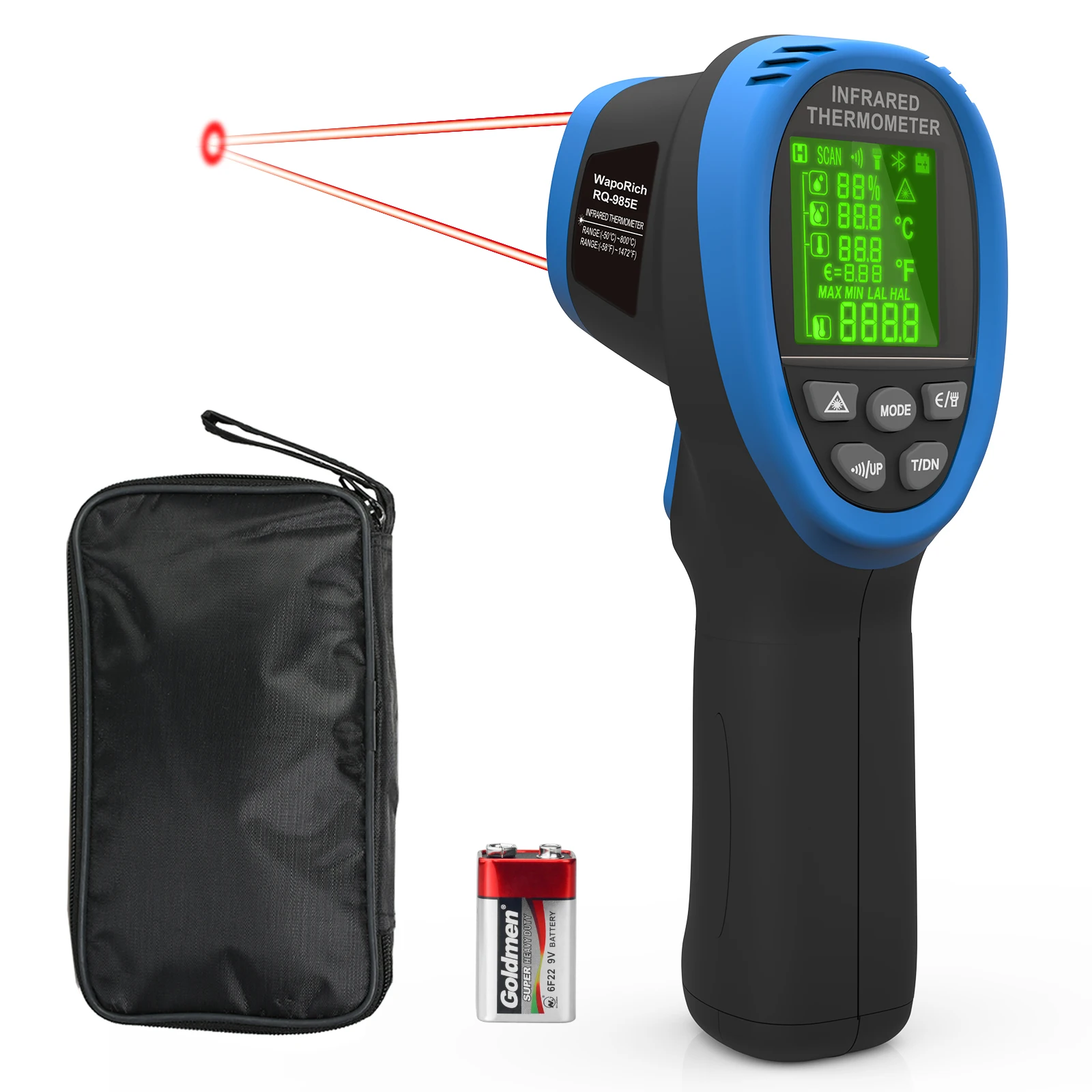 

Industrial Laser Thermometer Gun-58℉~1472℉ High Temp Infrared Thermometer,Non-Contact Thermometer w/Humidity,Ambient Temperatu