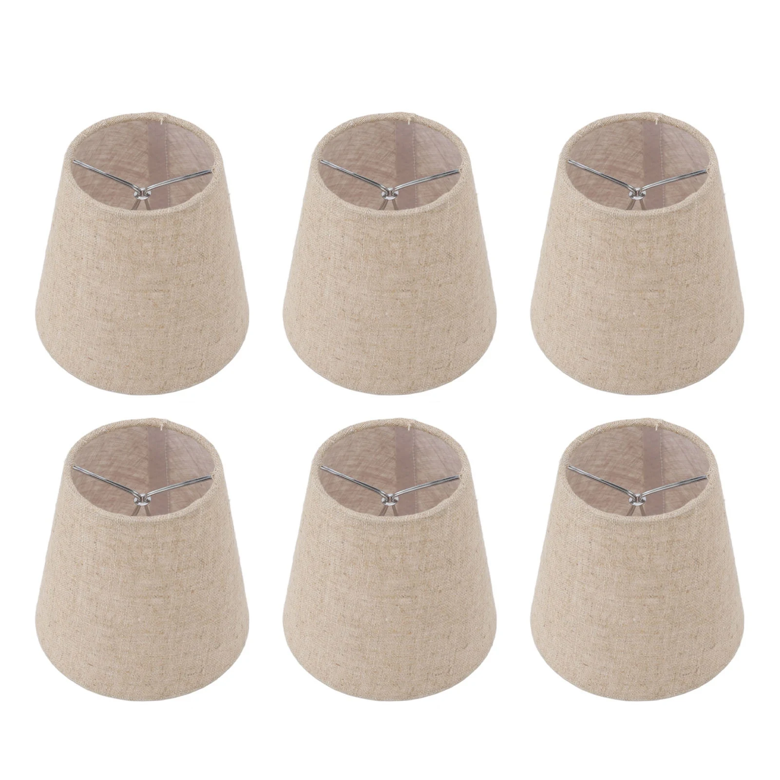 6Pcs Small Lamp Shade Clip On Drum Linen Fabric Lampshade for Candle Bulbs Lighting Accessories