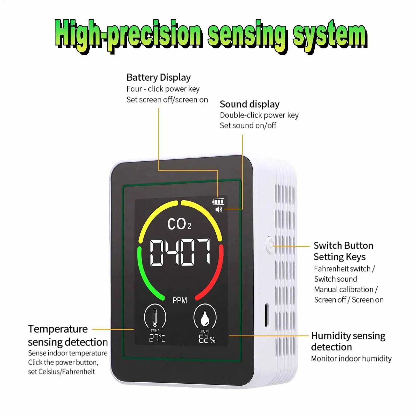

Детектор качества воздуха, влажность, температура, цифровой детектор, прецизионный монитор качества воздуха для дома, спальни, общежития, отеля