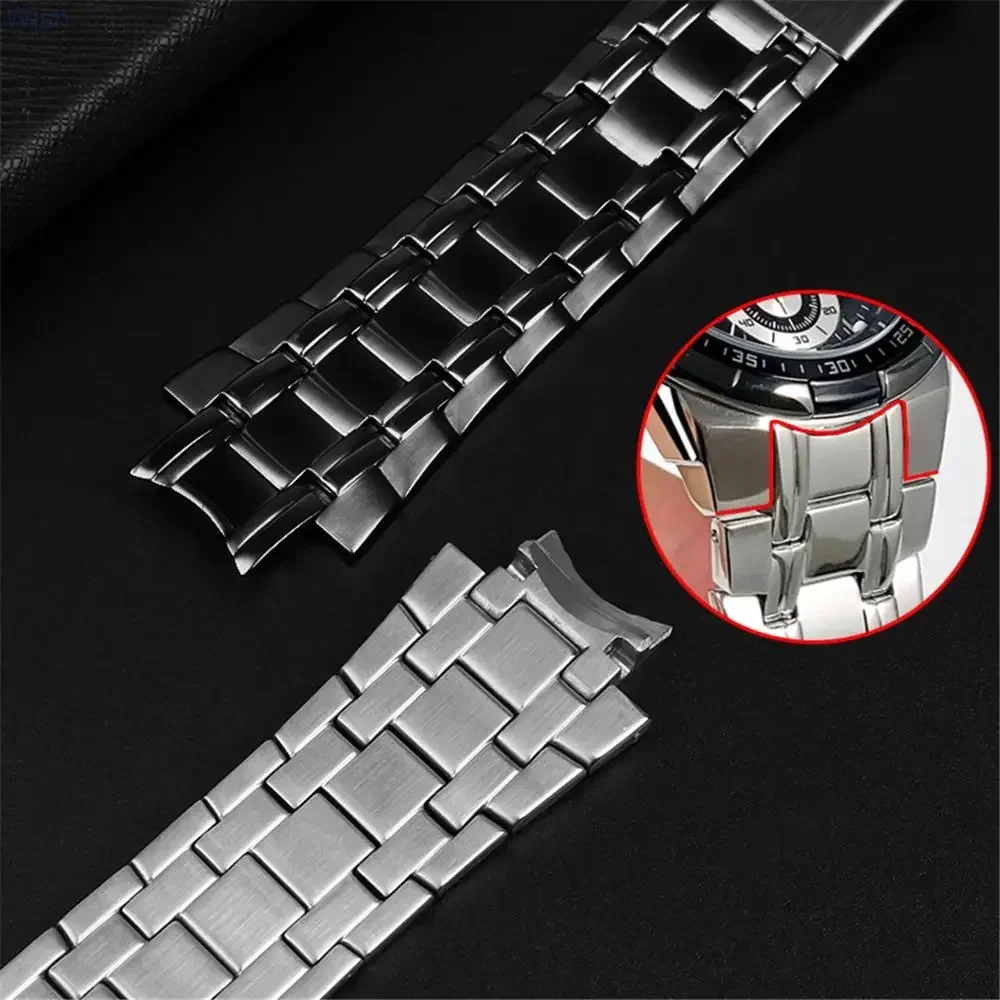 Solid Stainless Steel Watch Strap for Casio EDIFICE EFR-539 5345 Wrist Band Men Matte Metal Replacement Bracelet Accessories